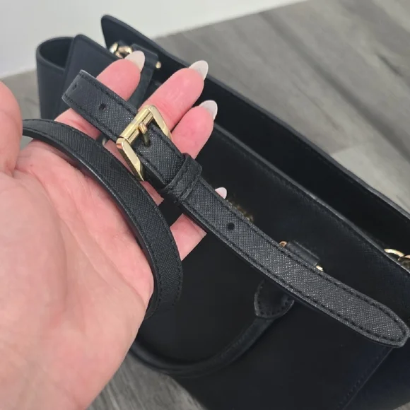 Michael Kors Selma Black Saffiano Leather Satchel Gold Hardware - Picture 7 of 11